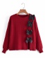 Fashion Red Bow Knitted Sweater