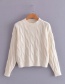 Fashion Creamy-white Round Neck Twist Knit Sweater