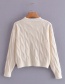 Fashion Creamy-white Round Neck Twist Knit Sweater