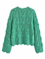 Fashion Green Pure Color Ball-shaped Round Neck Pullover Sweater