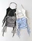 Fashion Grey Chain Halter Sling Pleated Vest