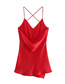 Fashion Red Pure Color Back Cross Jumpsuit Skirt