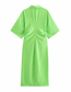 Fashion Green Solid Color Pleated Dress