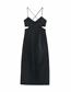 Fashion Black Solid Color Hollow Sling Dress