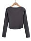 Fashion White Solid Color Patch Pocket Long-sleeved Top