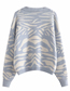Fashion Sky Blue Jacquard V-neck Single-breasted Sweater