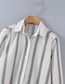Fashion White Striped Print Long Sleeve Shirt