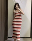 Fashion Pink Striped Knitted Suspender Dress