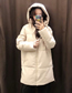 Fashion Apricot Pure Color Faux Leather Hooded Cotton Jacket