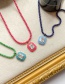 Fashion Green+blue Copper Inlaid Zircon Drop Oil Square Necklace