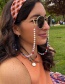 Fashion 3# Malachite Pearl Letter Glasses Chain
