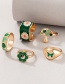 Fashion Green Love Flower Butterfly Mushroom Ring Set