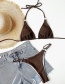 Fashion Brown Solid Color Triangle Bag Split Swimsuit