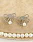 Fashion Silver Color Alloy Diamond Bow Earrings