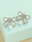 Fashion Silver Color Alloy Diamond Bow Earrings