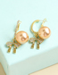 Fashion Champagne Alloy Diamond Bow And Pearl Earrings