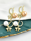 Fashion White Alloy Diamond Bow And Pearl Earrings