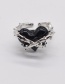 Fashion Black Thorns Love Heart Opening Ring