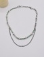 Fashion Silver Irregular Diamond Jade Stitching Tassel Necklace