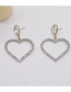 Fashion Silver Diamond Hollow Heart Stud Earrings