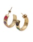 Fashion Gold Bronze Plated Real Gold Dripping Oil Smiley Face Stud Earrings
