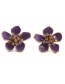 Fashion Purple Copper-plated Real Gold Dripping Flower Earrings
