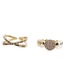 Fashion Golden-2 Copper And Diamond Geometric Cross Ring