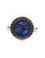Fashion Blue Micro Inlaid Color Zirconium Drop Oil Moon Star Open Ring