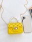 Fashion Yellow Rhinestone Silicone Check Pearl Handheld Diagonal Bag