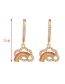 Fashion Gold Copper Inlaid Zircon Rainbow Stud Earrings