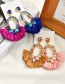 Fashion Khaki Alloy Diamond Drop Tassel Stud Earrings