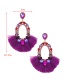 Fashion Purple Alloy Diamond Drop Tassel Stud Earrings