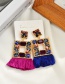 Fashion Purple Alloy Diamond Square Tassel Stud Earrings