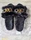 Fashion Black Plush Chain Slippers