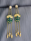 Fashion Green Alloy Diamond Mask Tassel Earrings