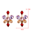 Fashion Red Alloy Diamond-set Geometric Shape Ear Studs