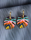 Fashion Color Alloy Oil Dripping Hollow Leaf Earrings