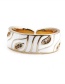 Fashion White Blue And White Porcelain Drip Open Ring