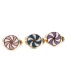 Fashion Pink White Gold-plated Copper Dripping Windmill Geometric Ring