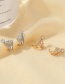 Fashion Gold Copper Inlaid Zirconium Peach Heart Three-layer Stud Earrings