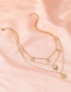Fashion Gold Multi-layer Leaf Portrait Currency Necklace
