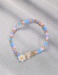 Fashion Blue Powder Flower Rhinestone Beaded Bracelet