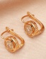 Fashion Gold Copper Inlaid Zirconium Hollow Round Earrings