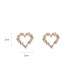 Fashion Gold Zirconium Pearl Heart Hollow Stud Earrings