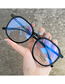 Fashion Transparent Blue And White Film Round Big Frame Flat Glasses