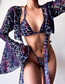 Fashion Three-piece Suit Printed Strappy Swimsuit Coverall Set