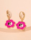 Fashion Rose Red Alloy Flower Tai Chi Ear Ring