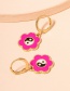 Fashion Rose Red Alloy Flower Tai Chi Ear Ring