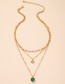 Fashion Gold Emerald Multilayer Chain Necklace