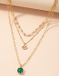 Fashion Gold Emerald Multilayer Chain Necklace